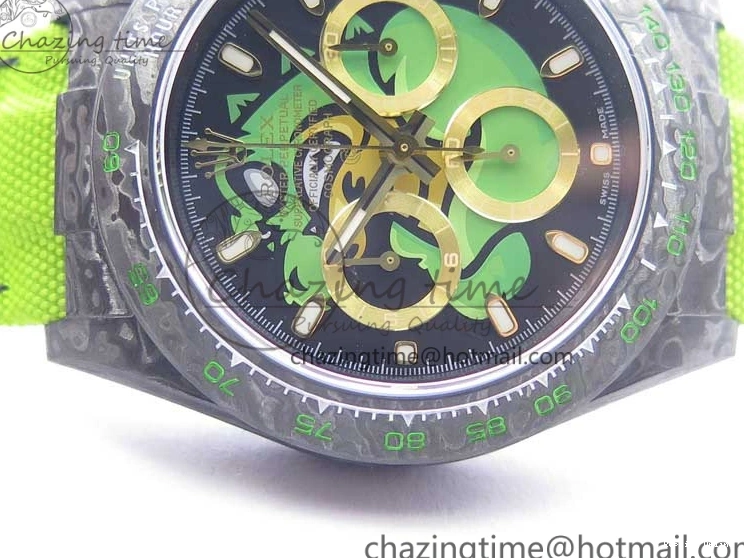 0507 Daytona DIW Carbon V2 WWF Best Edition Black Green Dial On Green Nylon Strap A UrbanChic 3110